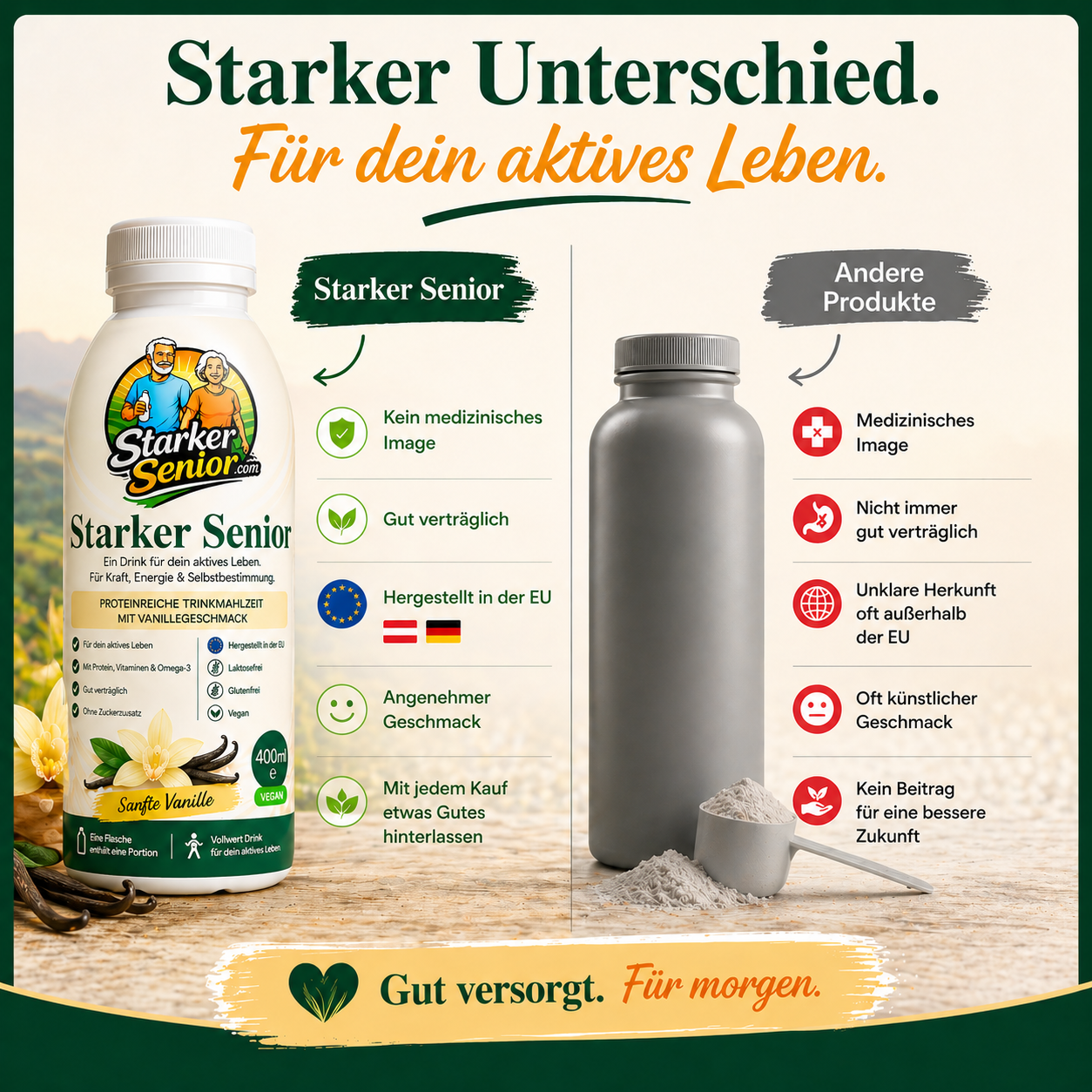 Starker Senior Trinkmahlzeit Sanfte Vanille - 6 x 400ml