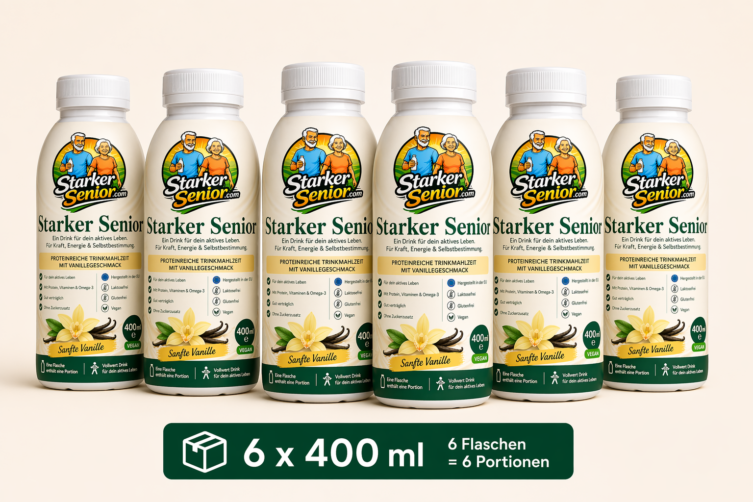 Starker Senior Trinkmahlzeit Sanfte Vanille - 6 x 400ml